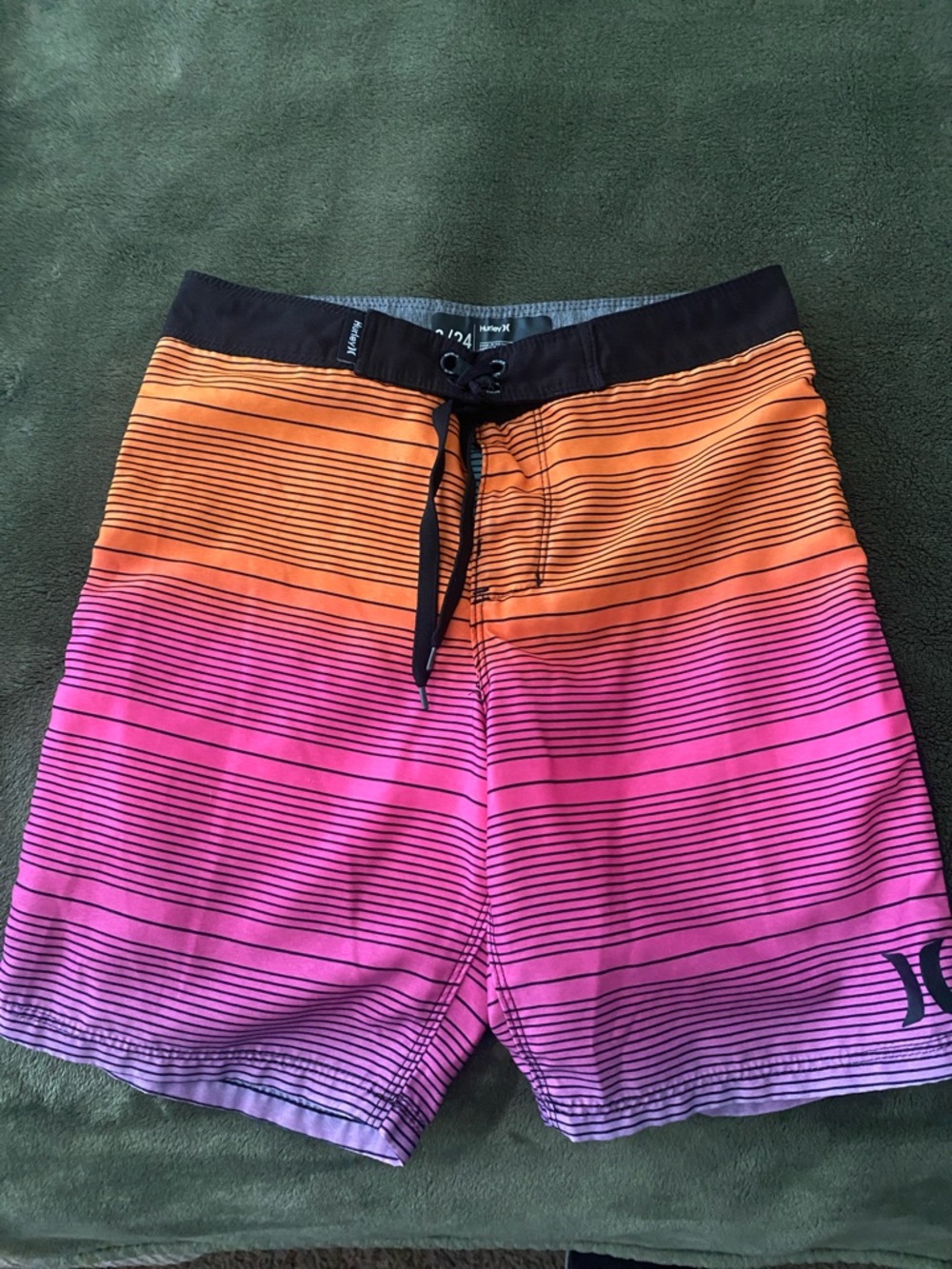 Hurley Orange-to-Pink Gradient Striped Men's Board Shorts